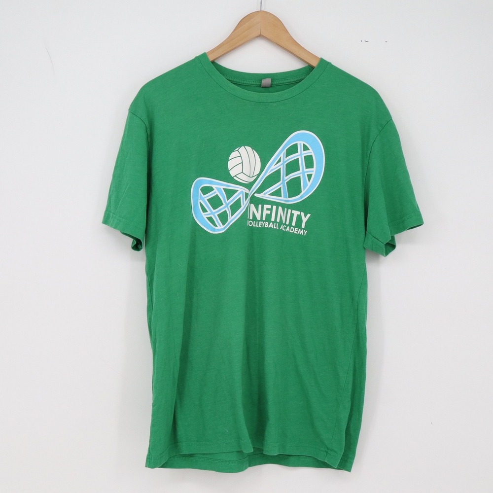 Next Level T-Shirt Mens L Infinity Volleyball Academy Green Graphic Excellent
